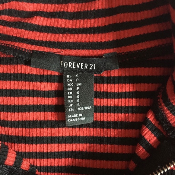 Forever 21 Striped Zip Up Cropped Long Sleeve - Picture 2 of 2
